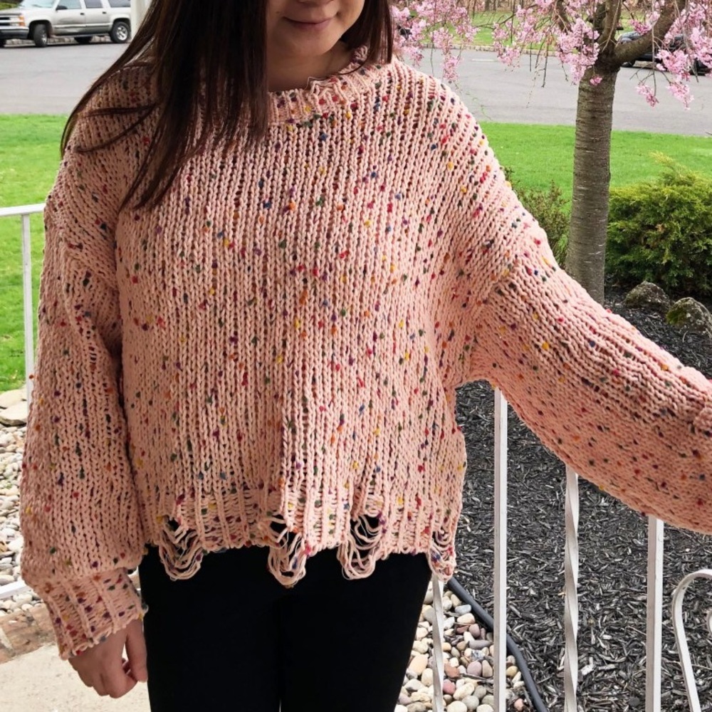 Distressed Confetti Sweater
